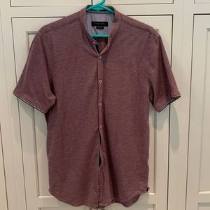 Zara button down collarless shirt